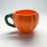 Orange-and-Green Ceramic Halloween Jack O'Lantern Mugs, Set of 6