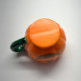 Orange-and-Green Ceramic Halloween Jack O'Lantern Mugs, Set of 6