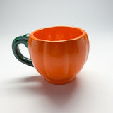 Orange-and-Green Ceramic Halloween Jack O'Lantern Mugs, Set of 6