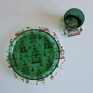 Festive Pagodas Christmas Doily Set