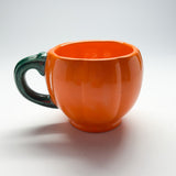 Orange-and-Green Ceramic Halloween Jack O'Lantern Mugs, Set of 6