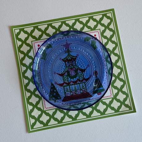 Festive Pagodas Square Paper Christmas Placemats, Pad of 20