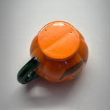 Orange-and-Green Ceramic Halloween Jack O'Lantern Mugs, Set of 6