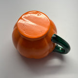 Orange-and-Green Ceramic Halloween Jack O'Lantern Mugs, Set of 6