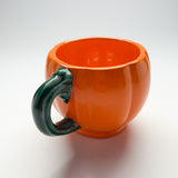 Orange-and-Green Ceramic Halloween Jack O'Lantern Mugs, Set of 6