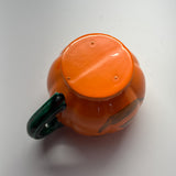 Orange-and-Green Ceramic Halloween Jack O'Lantern Mugs, Set of 6