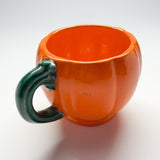 Orange-and-Green Ceramic Halloween Jack O'Lantern Mugs, Set of 6