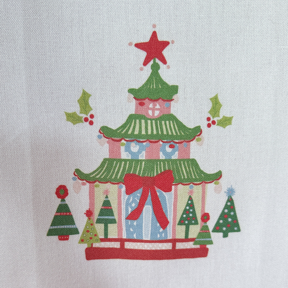 Festive Pagoda Christmas Tea Towel/Dish Towel/Guest Towel