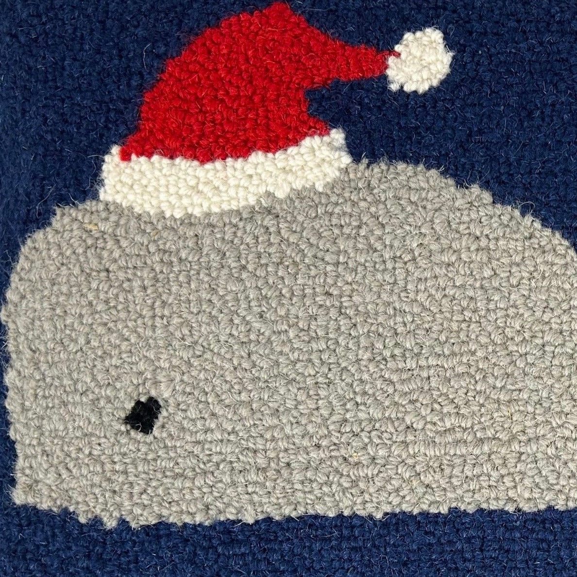 Hooked Whale Christmas Pillow