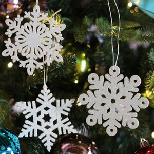 Glitter Snowflakes Christmas Ornaments, Set of 3