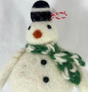 Skating Wool Snowmen Christmas Ornaments, Set of 3