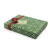 a wrapping paper with a geometric lattice pattern in green