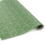 Rolls of wrapping paper with a geometric lattice pattern in green
