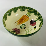 Vintage Italian ceramic salad bowl and plates with hand-painted vegetable designs