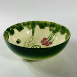 Vintage Italian ceramic salad bowl and plates with hand-painted vegetable designs