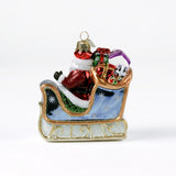 back of a Santa Sleigh Glass Christmas Ornament
