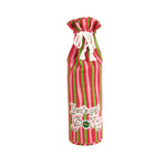 pink and green striped wine bag with “Let’s get jolly!” printed on the front