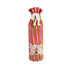 pink and green striped wine bag with “Let’s get jolly!” printed on the front