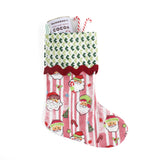Jolly Santas Pink Christmas Stocking with Ric Rac