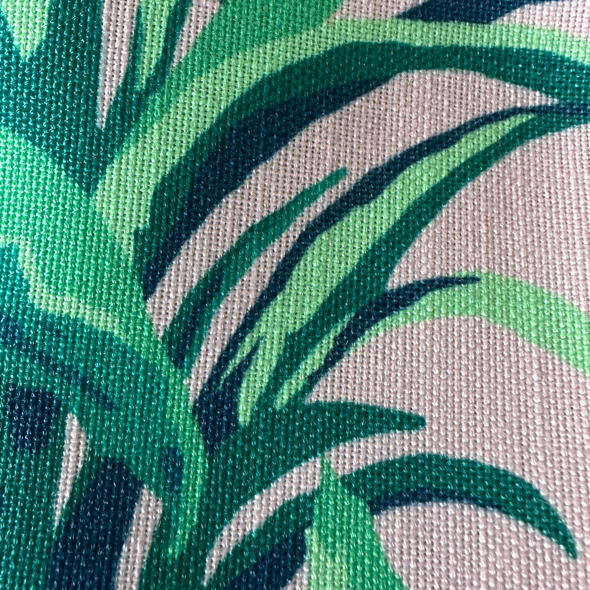 Detailed view of Jungle Road, Bahama pink cloth dinner napkin pattern