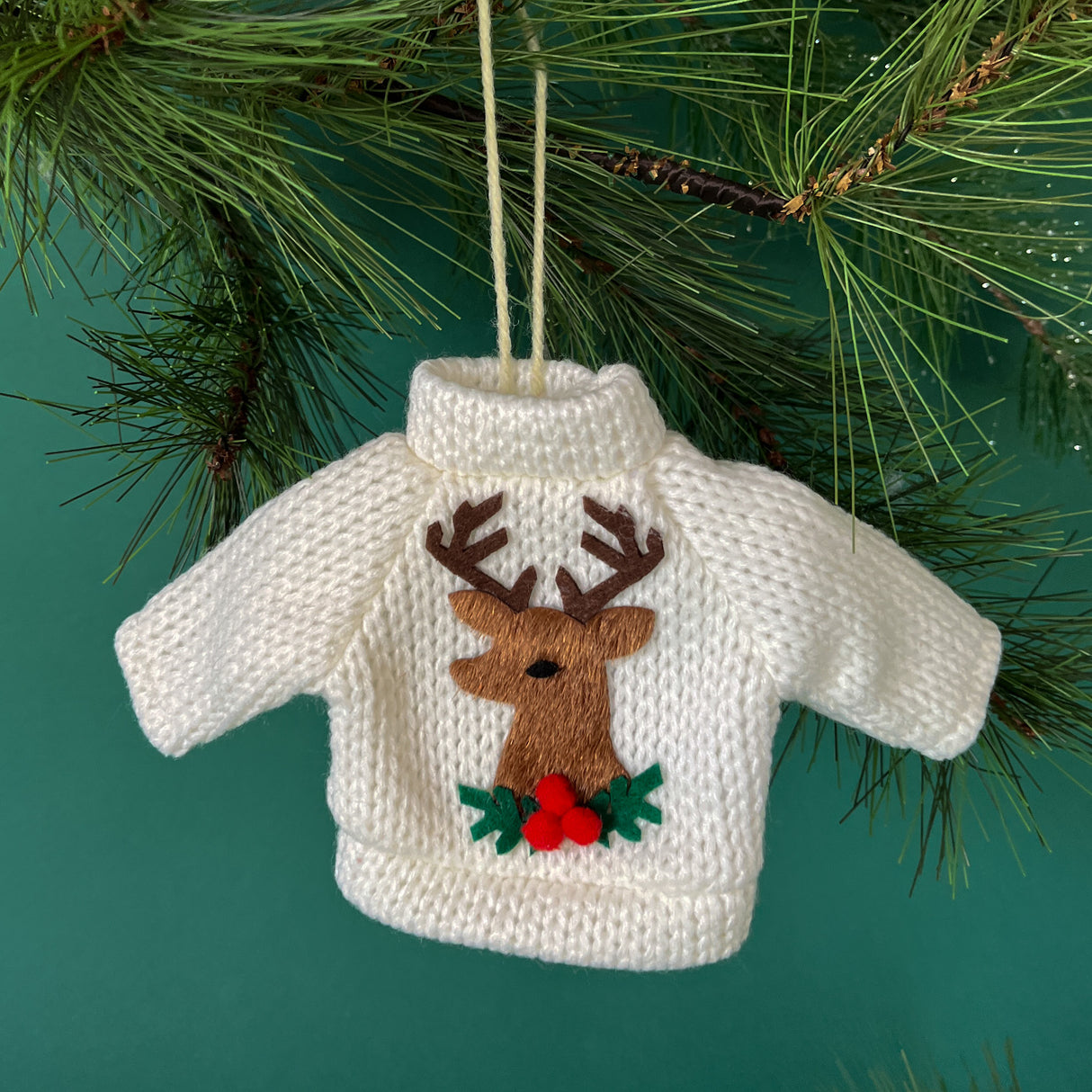 Holiday Mini Knitted Christmas Sweater Ornaments - Set of 4