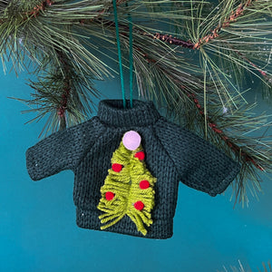 Holiday Mini Knitted Christmas Sweater Ornaments - Set of 4