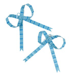 2 Large blue bow ornament on white background