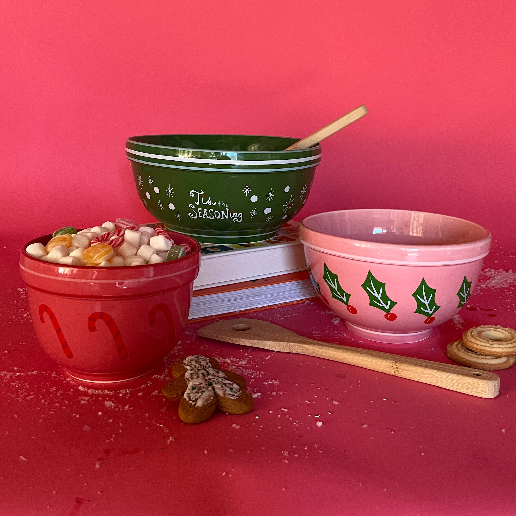 Rae Dunn peppermint treats mixing newest bowls