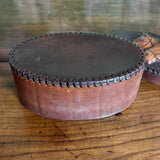 Oval Horse-Themed Leather Box and Ceramic Horse Lidded Jar w/Horse Bit Embellishment, Set of 2
