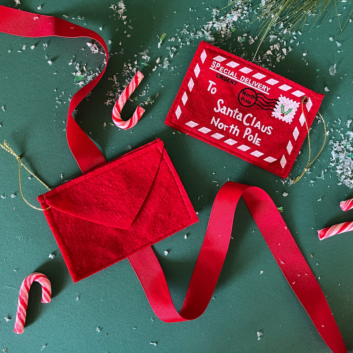 Felt letter to santa christmas ornament