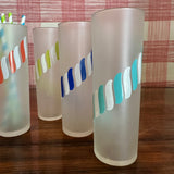 Vintage Jockey Stripe Drinks Glasses, Set of 6