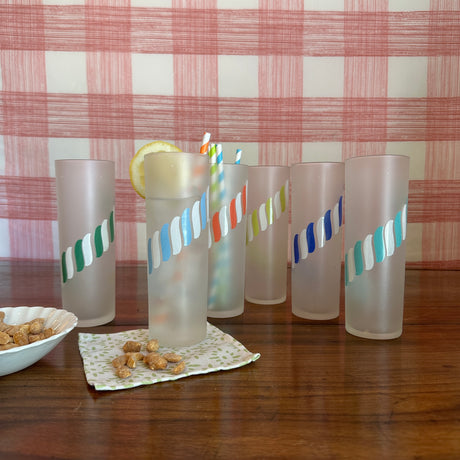Jockey-Stripe Drinks Glasses, Set of 6