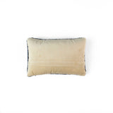 Lobster navy blue throw pillow back view with solid beige fabric and stitched center seam detail.