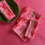 Lobster with Ribbon Stripe Cloth Dinner Napkins, Set of 2