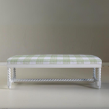 Grand Tour Bench with Gin Lane Celery Upholstery