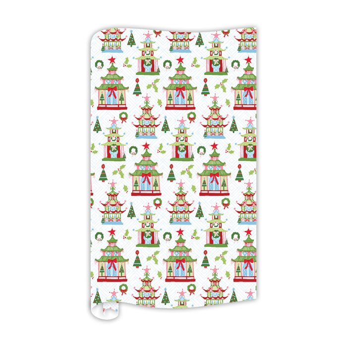 Festive Pagodas Christmas Gift Wrapping Paper