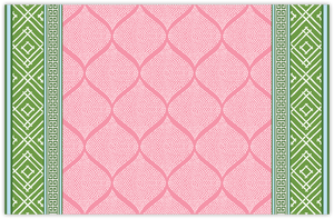 Fez Pink/Green Rectangular Paper Placemats, Pad of 20