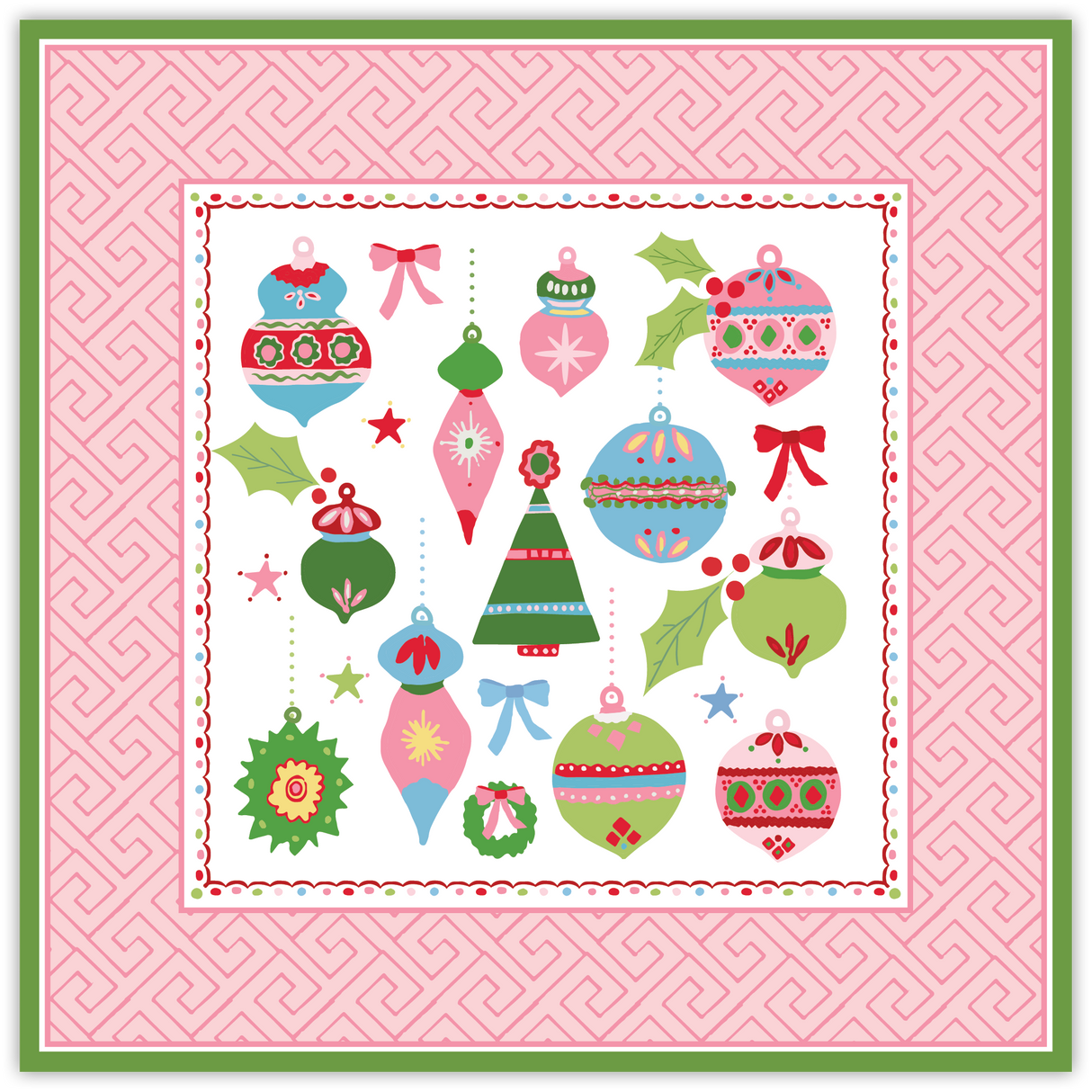 Darling Ornaments Square Paper Christmas Placemats, Pad of 20