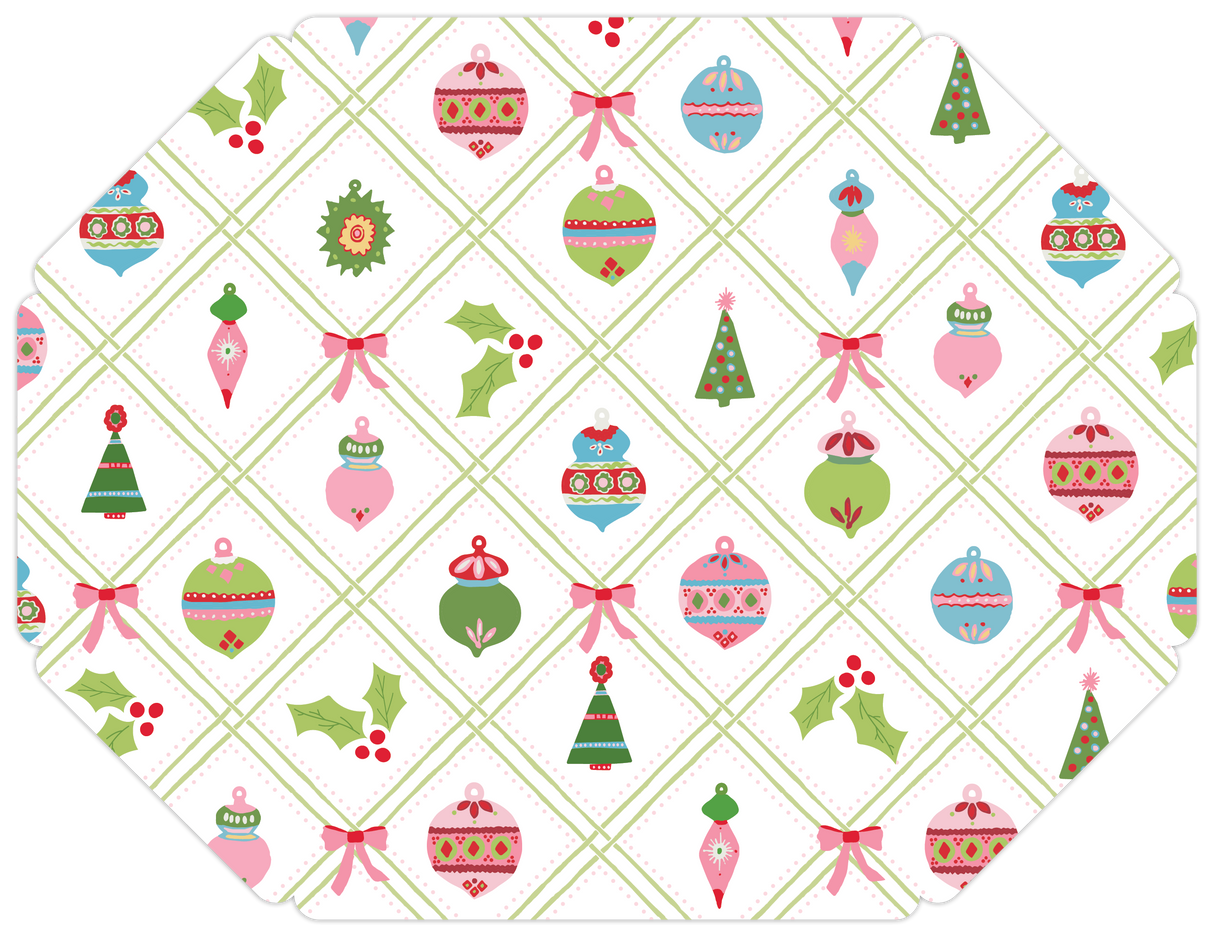 Darling Ornaments Die-Cut Paper Christmas Placemats, Set of 10