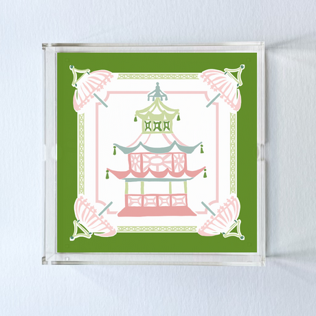 Umbrellas Pagoda Square Acrylic Tray, 3 Sizes