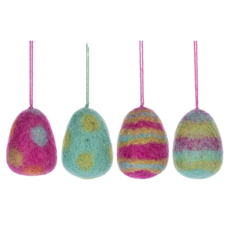 Felted Wool Easter Egg Ornaments, Set of 4