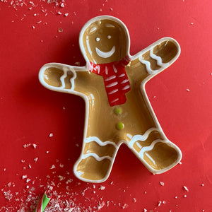 Ceramic Gingerbread Christmas Accent Plate, Set of 4