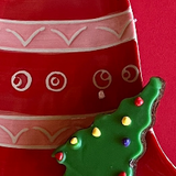 Ceramic Red/Green Bell Christmas Accent Plate - Set of 4