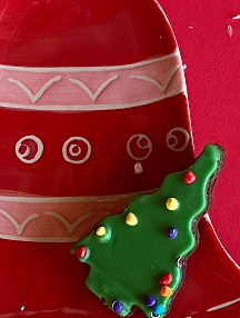 Ceramic Red/Green Bell Christmas Accent Plate - Set of 4