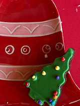 Ceramic Red/Green Bell Christmas Accent Plate - Set of 4