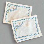 Embroidered "Cheers" Cocktail Napkin set of four