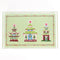Christmas Pagodas Rectangular Acrylic Tray, in 2 sizes.  Three different style pagodas on a green background.  Festive border of dots under a small scallop.