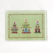 Christmas Pagodas Rectangular Acrylic Tray, in 2 sizes.  Three different style pagodas on a green background.  Festive border of dots under a small scallop.