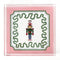 Nutcracker Square Acrylic Tray with in large size with pink and green border and Nutcracker in the center.
