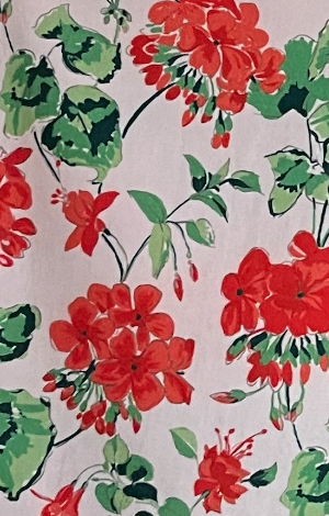 Red Geranium on white background tea towel